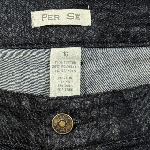 Per Se Womens Size 16 Black Snake Print Stretch Comfort Pants Cotton Slim Fit - Picture 9 of 9